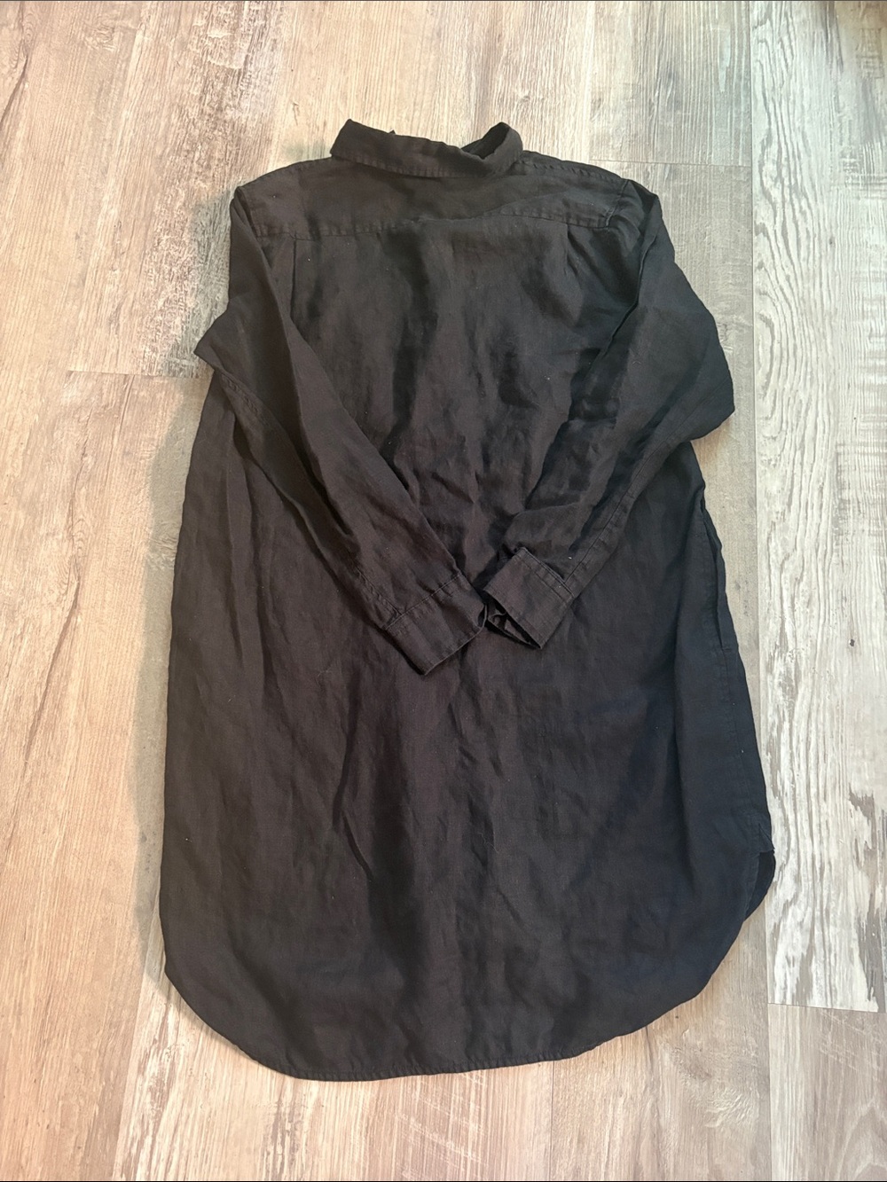 Quince European 100% Linen Black Button-Front Long Shirt Dress Size Small - Picture 7 of 7